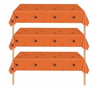 3Pcs Halloween Tablecloth, 137x274 cm Spider Web Table cloth, Orange Rectangle Plastic Table Covers, Waterproof Washable Polyester Fabric for Halloween Party Decorations, Spider Web Orange Tablecloth
