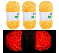 3PCS Halloween Yarn,Glow in The Dark Yarn for Crochet,Halloween-Specific Glow Yarn,Crafts Yarnfor Hallowee Pumpkin Animals Candy Bag Case Halloween Crafts. (Yellow)