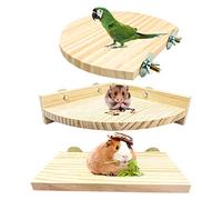 3PCS Hamster Wooden Platform Perch Stand, Natural Bird Budgie Toys and Accessories, Parrot Cage Perch for Chinchilla Mouse Rat Dwarf Hamster Small Animals - Box Packaging