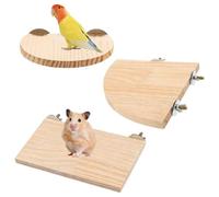 3PCS Hamster Wooden Platform Perch Stand, Natural Parrot Perch Toys