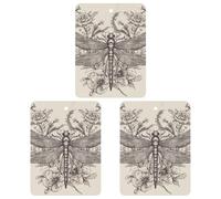 3PCS Hand Drawn Floral Dragonfly Car Air Freshener Hanging Scented Cards Cute lavender Car Fresheners Long Lasting New Cars Scents for Women Men Natural Air Freshener with Lanyard Automotive Freshies