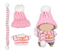 3pcs Handcrafted Crochet Doll Winter Outfit Set, Includes Knit Hat, Sweater, and Scarf, Soft Striped Cold Weather Doll Clothes Accessories for Toys Dress & Display (No Dolls)