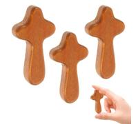 3PCS Handcrafted Wooden Cross My Heart,Black Walnut Wooden Pocket Cross,Cross My Heart Encouragement for Family&Friends,Praying Rood Stress Relief,Walnut Cross Handle Thumb Church Easter Gift