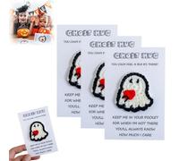 3PCS Handmade Crochet - Halloween Positive Ghost with Card,Halloween Ghost Pocket Hug,Thinking of You Pocket Charm,Inspirational Toy for Halloweens Thanksgiving Christmas