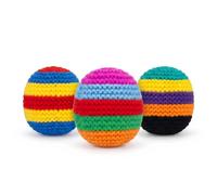 3Pcs Handmade Crocheted Footbag Set, Sturdy Knitted Multicolor Pattern Balls, Plastic Pellet Soft Kick Sack Balls for Outdoor Games, Campus Games, Beach Games, Indoor Party, Gift for Adults & Teens