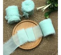 3PCS Handmade Edging Chiffon Ribbon DIY Craft Bow Wedding Invitation Ribbon Packaging Length 5m Width 4cm Centimeters SD015-SD015-3PCS-light blu-Width 4cm x 5m