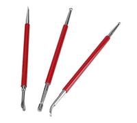 3PCS Handmade Leather Press Rub Tool Set, 100%, Great for Professionals and Amateurs. Compact and, Shadows with Round Head Design, Red + Sliver, 16cm, 70g