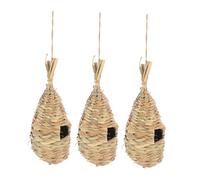 3Pcs Handmade Woven Bird Nests Durable Reed Grass Houses for Birds Lightweight Hanging Decoration for Garden and Outdoor Use