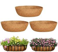 3Pcs Hanging Basket Liner, 24 IN Wall Mounted Planter Liner, Outdoor Planter Liners for Wall Hanging Basket, Window Boxes Garden Balcony, Outdoor Plants Felt Fabric Window Box Liners, Reddish brown