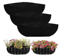 3PCS Hanging Basket Liner 24 Inch, Wall Mounted Planter Liners, Half Round Replacement, Coconut Fibres Planter Liner, Garden Trough Liners for Hanging Basket Outdoor Garden Flower Pot, Black