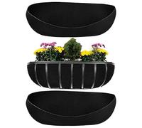 3PCS Hanging Basket Liner, Wall Mounted Liner Trough, Felt Trough Planter Liners, Black Non-Woven Fabric for Wall Hanging Basket, Replacement Liners for Planter Garden Flower Baskets Pot