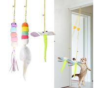 3Pcs Hanging Cat Toys for Indoor Playing - Interactive Exercise and Entertainment Toy, Retractable Door Catnip Toy With Bells for Cats and Kittens