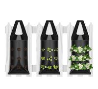 3Pcs Hanging Grow Bags, Flower Strawberry Planter Bags, Multifunction Vegetable Flower Strawberry Plant Grow Bag with 9 Holes for Vertical Gardening