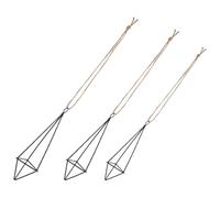 3pcs Hanging Plant Holder Set with Hollow Design, Lightweight Iron and Hemp Rope Material, Geometric Shape for Wall-mounted Air Plants Display, for Art