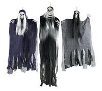 3PCS Hanging Skeleton Ghost Halloween Decorations,Scary Flying Grim Reaper Decor for Haunted House Yard Garden Indoor Outdoor