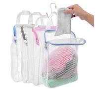 3Pcs Hanging Sock Laundry Bag with S Hooks, 3 Color Zipper Laundry Bags Mesh 11.8 x 15.7Inch Washing Bags for Washing Machine