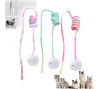 3pcs Hanging Spring Plush Ball Cat Toy, Interactive Cat Toys For Indoor Cats, Suction Cup Cats Plaything, Hanging Self-Play Kit For Adults & Kittens, Suitable For Chasing And Playing And Killing Time