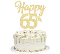 3Pcs Happy 65th Cake Topper Gold Glitter Number 65 Decorations 65th Birthday Cake Pick Decorations for Cheers to 65 Years Old 65th Birthday Wedding Anniversary Party Supplies