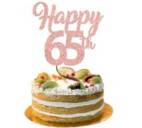 3Pcs Happy 65th Cake Topper Rose Gold Glitter Number 65 Decorations 65th Birthday Cake Pick Decorations for Cheers to 65 Years Old 65th Birthday Wedding Anniversary Party Supplies