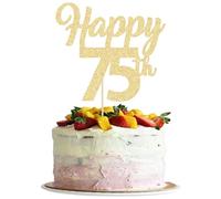 3Pcs Happy 75th Cake Topper Gold Glitter Number 75 Decorations 75th Birthday Cake Pick Decorations for Cheers to 75 Years Old 75th Birthday Wedding Anniversary Party Supplies
