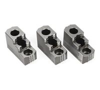 3Pcs Hard Chuck Jaw Set, 8 Inch Reversible Steel Double Step Hard Jaws Lathe Chuck Serrated for 1.5mm X 60 Degree Serration Lathe, B-208 Silver,One Size