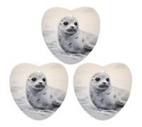 3PCS Harp Seal Painting Car Air Freshener Hanging Scented Cards Cute Black Car Fresheners Long Lasting New Cars Scents for Women Men Natural Air Freshener with Lanyard Automotive Freshies