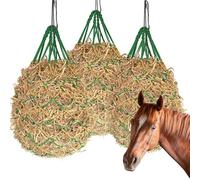 3PCS Hay Net for Horses,40" Slow Feed Hay Nets for Horses Goat Sheep,Strong Load-Bearing Hay Bags Hanging for Horse Stable Trailer 2.36"x2.36" Holes (Green)