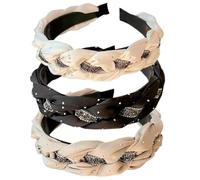 3PCS Headbands for Women's Hair Boho Wrap Tie Fashion Hairbands Elastic Twist Hair Scarf Pretty Bow Tie Hair Bands Wide Alice Hair Bands for Women Uk and Girls (Dlack13D)