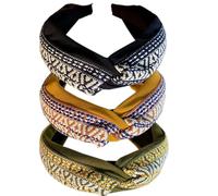 3PCS Headbands for Women's Hair Boho Wrap Tie Fashion Hairbands Elastic Twist Hair Scarf Pretty Bow Tie Hair Bands Wide Alice Hair Bands for Women Uk and Girls (Houndstooth13C)