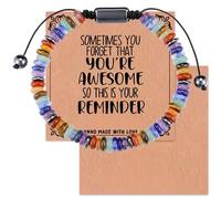 3PCS Healing Crystal Bracelet Set,Including 1 Beaded Bracelet,1 Encouragement Card,1 Blank Card for Wellness,Positivity & Emotional Support,Artificial Jewelry for Self-Care,Gifts for Women Menn