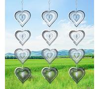 3pcs Heart Bird Reflective Discs Set, Double-Sided Metal Bird Reflector Bird Reflective Spinner Bird Wind Spinner Outdoor Garden Decor Keep Birds Away Scare Devices from Farm Yard Patio