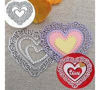 3Pcs Heart Lace Hollow Frame Metal Die Cuts,Wedding Butterfly Heart Love Flower Leaf Cutting Dies Cut Stencils DIY Scrapbooking Decorative Embossing Paper Scrapbooking Card Making