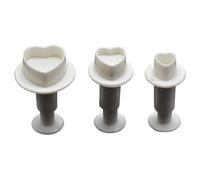 3Pcs Heart-Shape Fondant Cutters for Cake Decorating, Cake Cutters Icing Cutters for Baking Pie Decoration Tools Set, Cake Decorating Mold Cutter Plunger Fondant Sugar Craft Set