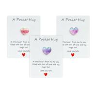 3pcs Heart-shaped Pocket Hug with Thinking of You Card Good Luck Gifts Pocket Hugs for Friends Thinking of You Gifts Bereavement Gifts Keepsake Ornament Birthday Gifts for Women (C)