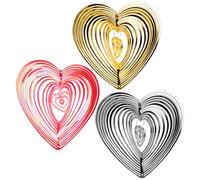 3Pcs Heart Shaped Reflective Wind Spinner Repelling Decor 20.5x20x8cm | Plastic ABS Construction, 360 Degree Glare, No Power Required, for Orchards, Roofs, Crows and Fruit Crops