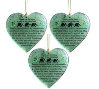 3PCS Heart Shaped Sisterhood Elephant Ornament, 10*8cm Heartfelt Elephant Sisterhood Keepsake, Acrylic Sea Glass, Built-in Concealed Cord Holes, For Hanging On Car Rearview Mirrors, Photo Walls, Desks