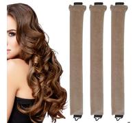 3Pcs Heatless Blowout Rods Heatless Curlers Overnight Blowout Rods Heatless Curling Rod Heatless Curlers Diy Hair Styling Appliances for Long Short Wavy Hair (khaki)