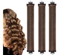3Pcs Heatless Blowout Rods,Overnight Blowout Rods for Long Hair,Heatless Curling Rod No Heat for All Hairs,Heatless Rods,Sleeping Lazy Curler Set,for DIY Hair Styling Tools (Brown)