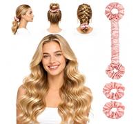 3Pcs Heatless Curlers, Heatless Curls, Satin Hair Curling Set with Hair Ties, No Heat Styling Tools for Home and Travel