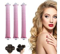3PCS Heatless Curlers, No Heat Overnight Curls for Long Hair,Sleeping Lazy Curler Set for All Types Women Long Hair Styling Tools (Pink, One size)