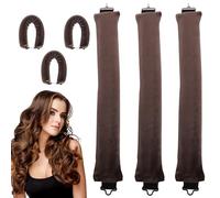3Pcs Heatless Curlers, Soft Overnight Heatless Blowout Rods for Big Waves, Lazy No Heat Styling Tools with Headband Wrap Curling Rods for All DIY Hairs Types (Brown)
