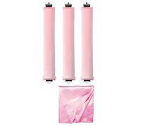 3Pcs Heatless Curling Rods, Heatless Blowout Rods, with Satin Silk Head Hair Scarf, Soft Curling Rods for All Hair Types (pink)