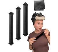 3PCS Heatless Hair Curler for Long Medium Hair Overnight Heatless Rollers Rod for Big Waves Set Jumbo Rods Hair Rollers Blowout for Sleepin (Grey)