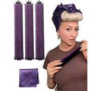 3PCS Heatless Hair Curler for Long Medium Hair Overnight Heatless Rollers Rod for Big Waves Set Jumbo Rods Hair Rollers Blowout for Sleepin (Purple)