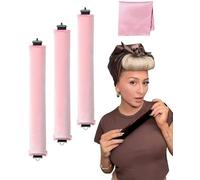 3PCS Heatless Hair Curler for Long Medium Hair Overnight Heatless Rollers Rod for Big Waves Set Jumbo Rods Hair Rollers Blowout for Sleepin (Pink)