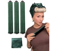 3PCS Heatless Hair Curler for Long Medium Hair Overnight Heatless Rollers Rod for Big Waves Set Jumbo Rods Hair Rollers Blowout for Sleepin (Green)