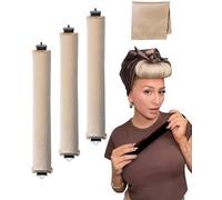 3PCS Heatless Hair Curler for Long Medium Hair Overnight Heatless Rollers Rod for Big Waves Set Jumbo Rods Hair Rollers Blowout for Sleepin (Cream)