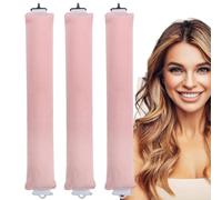 3PCS Heatless Hair Curler to Sleep in No Heat Satin Heatless Curls Overnight Rods Curling Set Jumbo Large Foam Sponge Hair Rollers Curlers for Long Short Hair Volume Women Styling Tools (Pink)