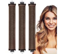 3PCS Heatless Hair Curler to Sleep in No Heat Satin Heatless Curls Overnight Rods Curling Set Jumbo Large Foam Sponge Hair Rollers Curlers for Long Short Hair Volume Women Styling Tools (Brown)