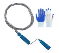 3pcs Heavy Duty Drain Snake Unblocker Tool, 5M Reusable Flexible Drain Rods with Protective Glove, Plunger & Auger Snake for Kitchen Sink, Shower, Toilet, Bathroom Pipe Cleaning